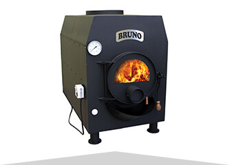 Der BRUNO pyro mit einer maximalen Leistung von 19 kW und einem eingebauten Geblse eignet sich fr die Beheizung von Hallen, groen Werksttten, Rumen mit einem Volumen bis zu 380 m. Der Ofen ist mit einer Doppelkammer-CB-Verbrennung ausgestattet.